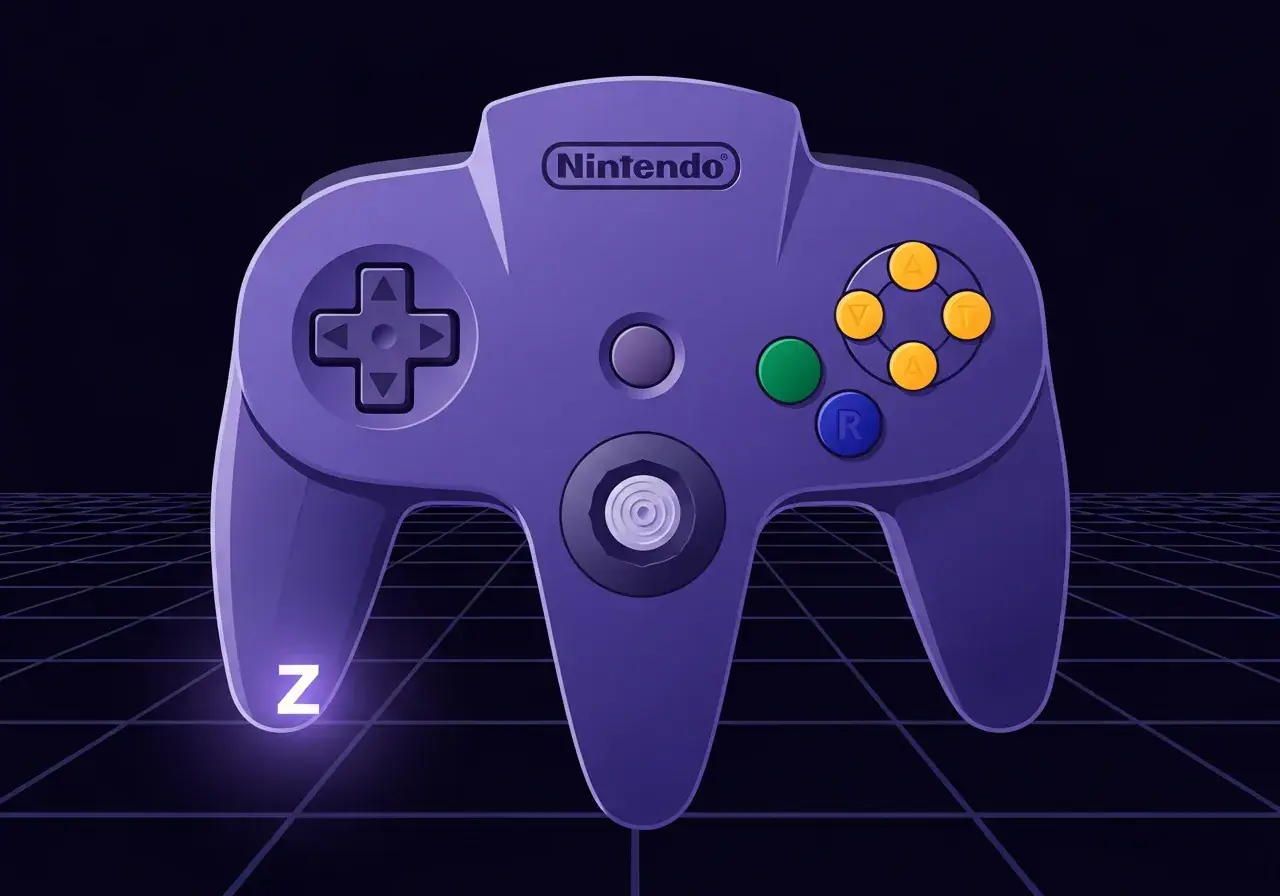 Nintendo 64 controller with Z and R buttons highlighted — the inputs used to perform a barrel roll in Star Fox 64